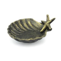Handcrafted Decor K-019-gold Antique Gold Cast Iron Shell with Starfish Decorative Bowl&#44; 6 in.   